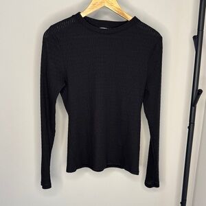 Pilcro Charcoal Ribbed Knit Top